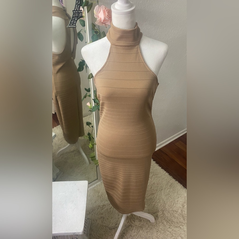 Tan Bandage Long Dress